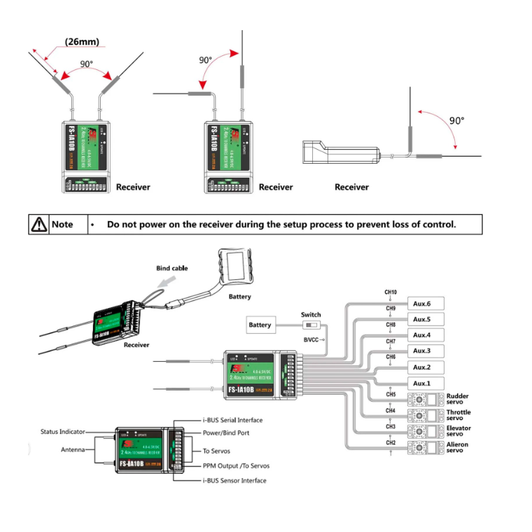 Flysky-transmisor de FS-i6X a control remoto con receptor de FS-IA6B - Imagen 4